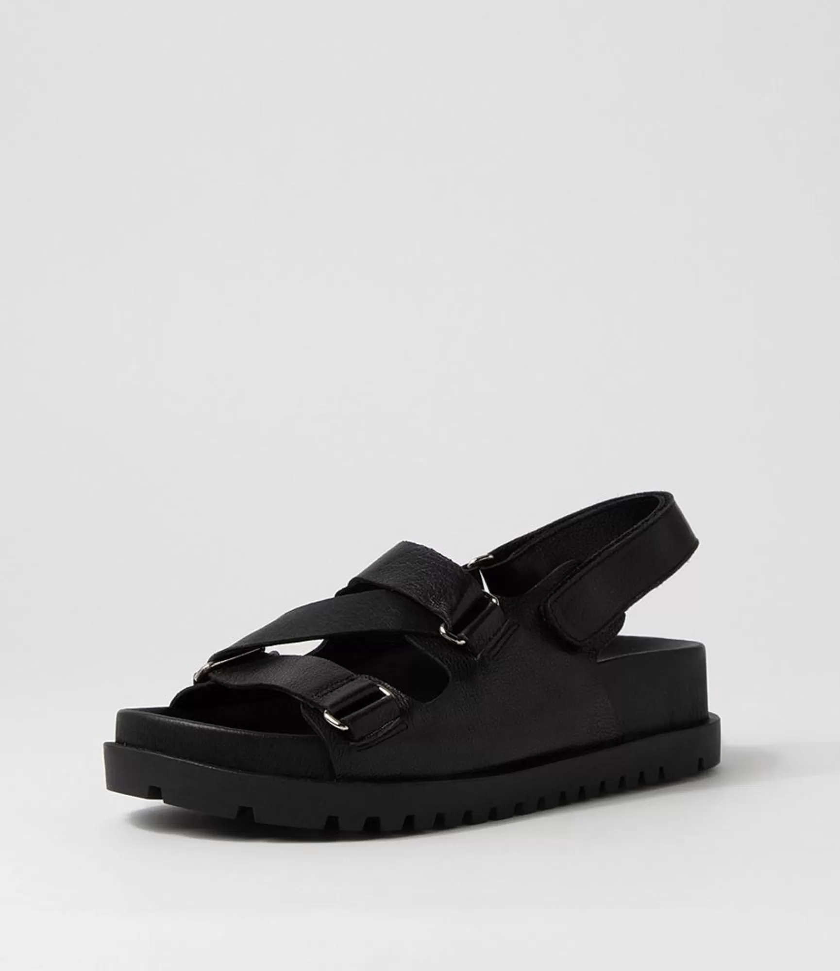 Shop Midas Shoes Uradi Black Leather Sandals