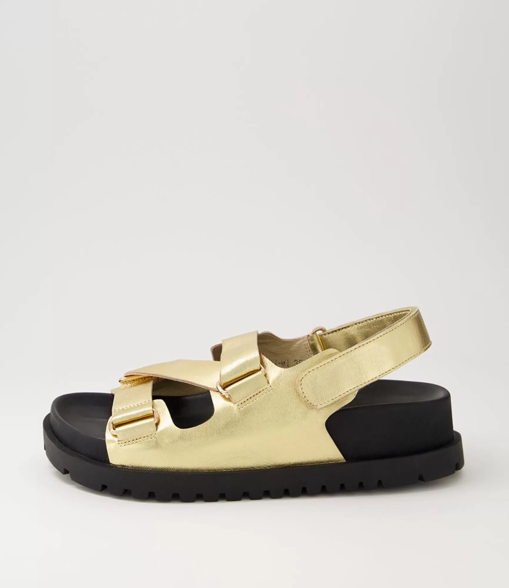 Cheap Midas Shoes Uradi Gold Black Leather Sandals