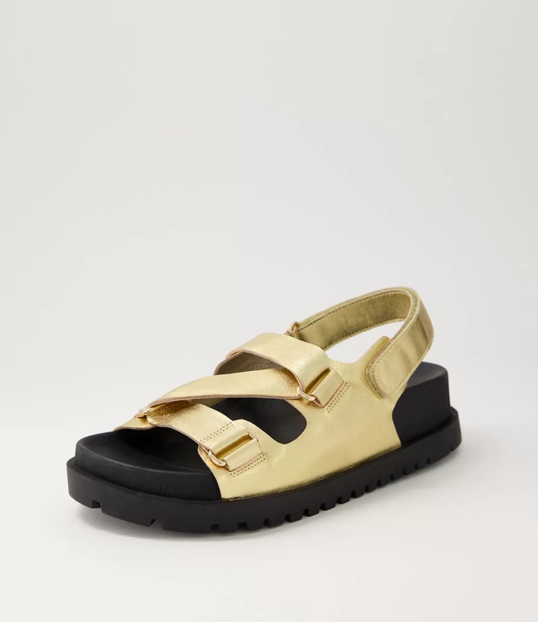 Cheap Midas Shoes Uradi Gold Black Leather Sandals