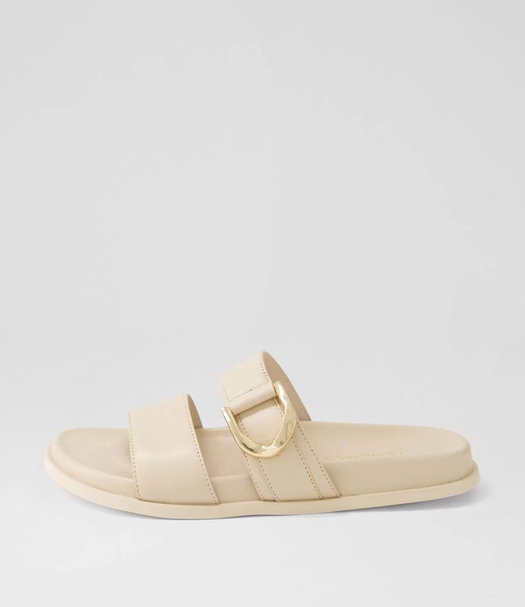 Hot Midas Shoes Valanse Cream Leather Slides