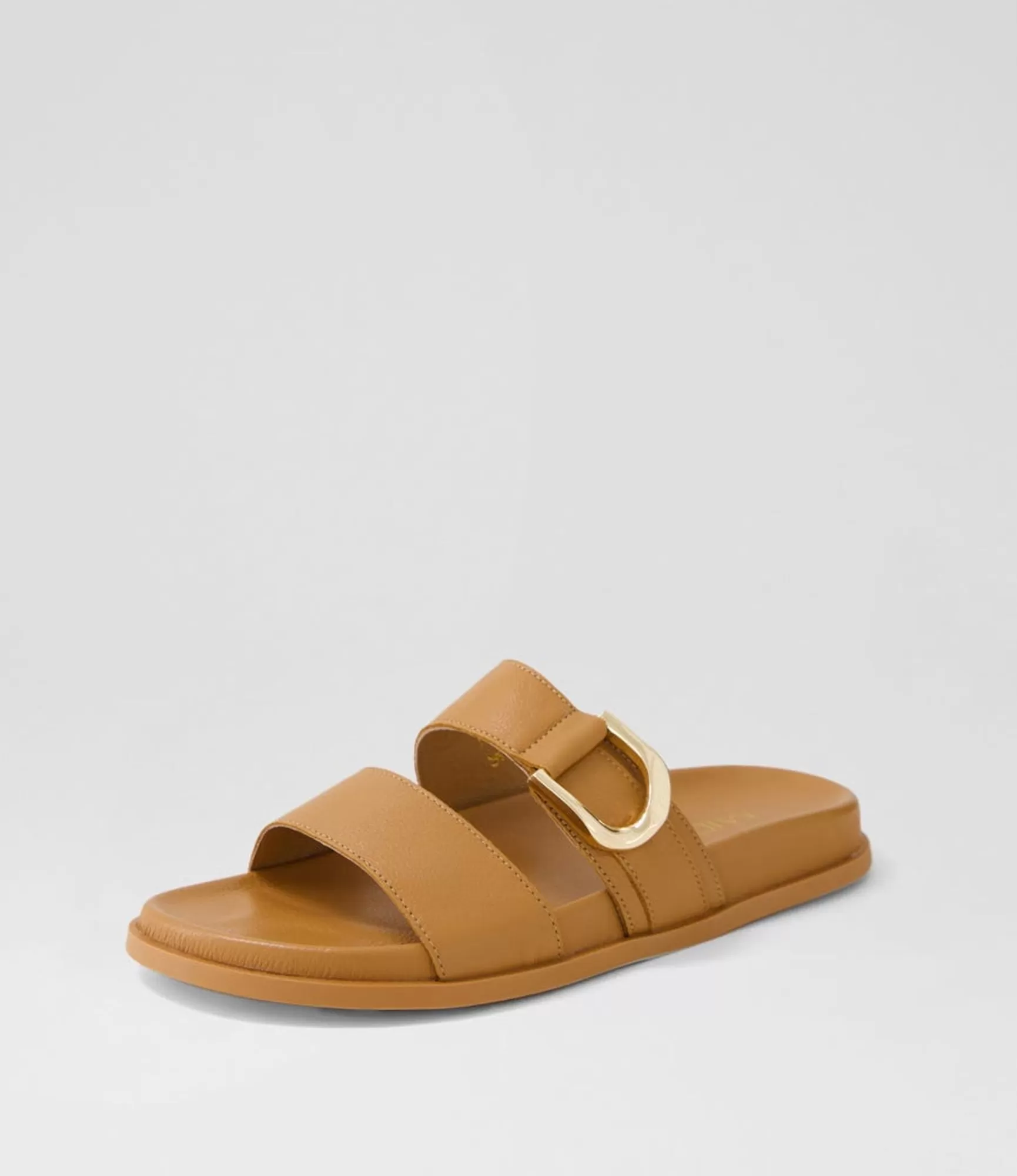 New Midas Shoes Valanse Dark Tan Leather Slides