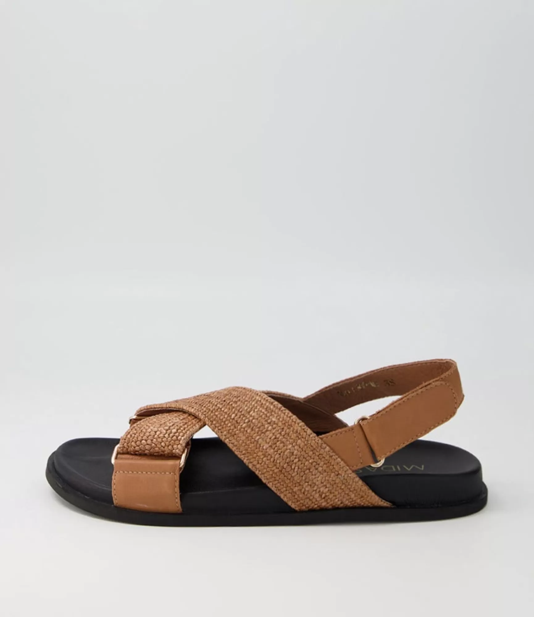 Online Midas Shoes Valery Dark Tan Leather Woven Sandals