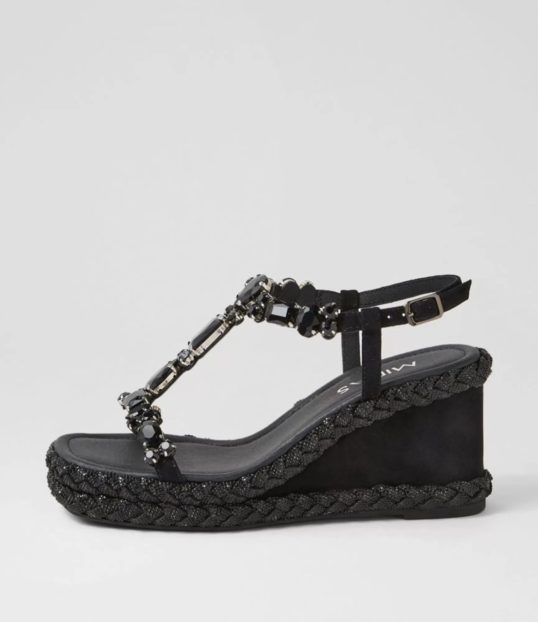Discount Midas Shoes Vonto Black Suede Jewels Sandals