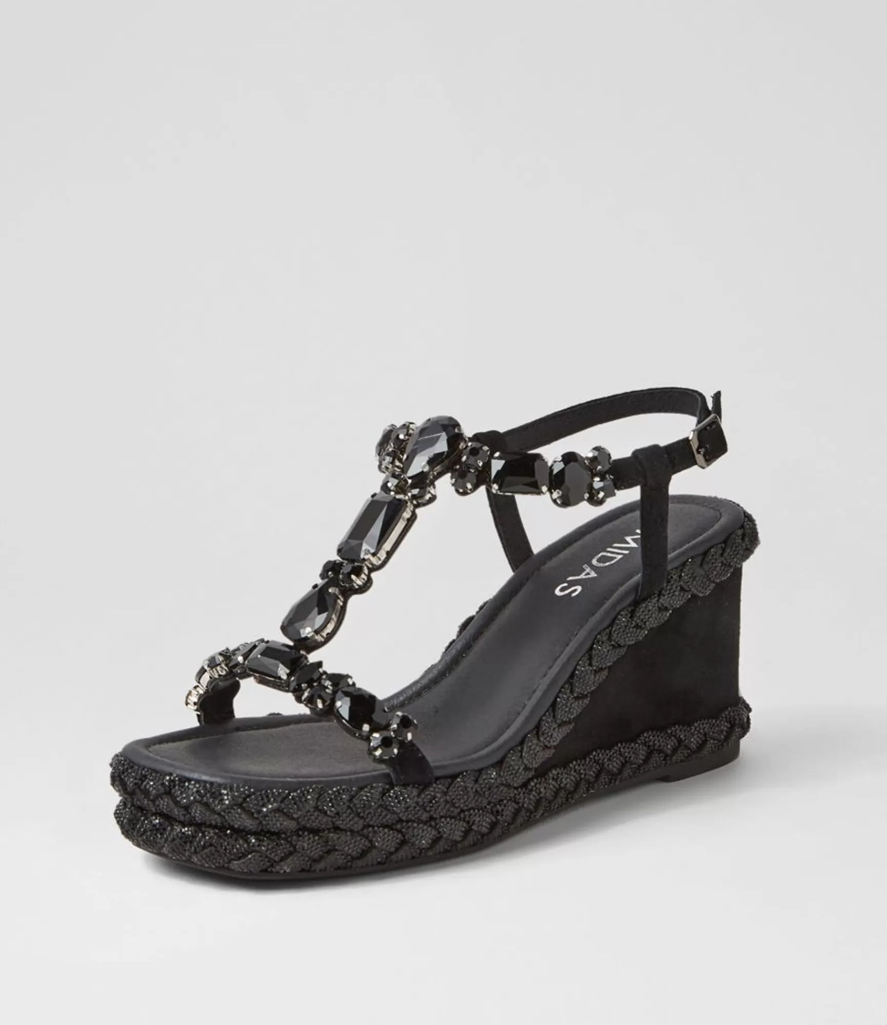 Discount Midas Shoes Vonto Black Suede Jewels Sandals