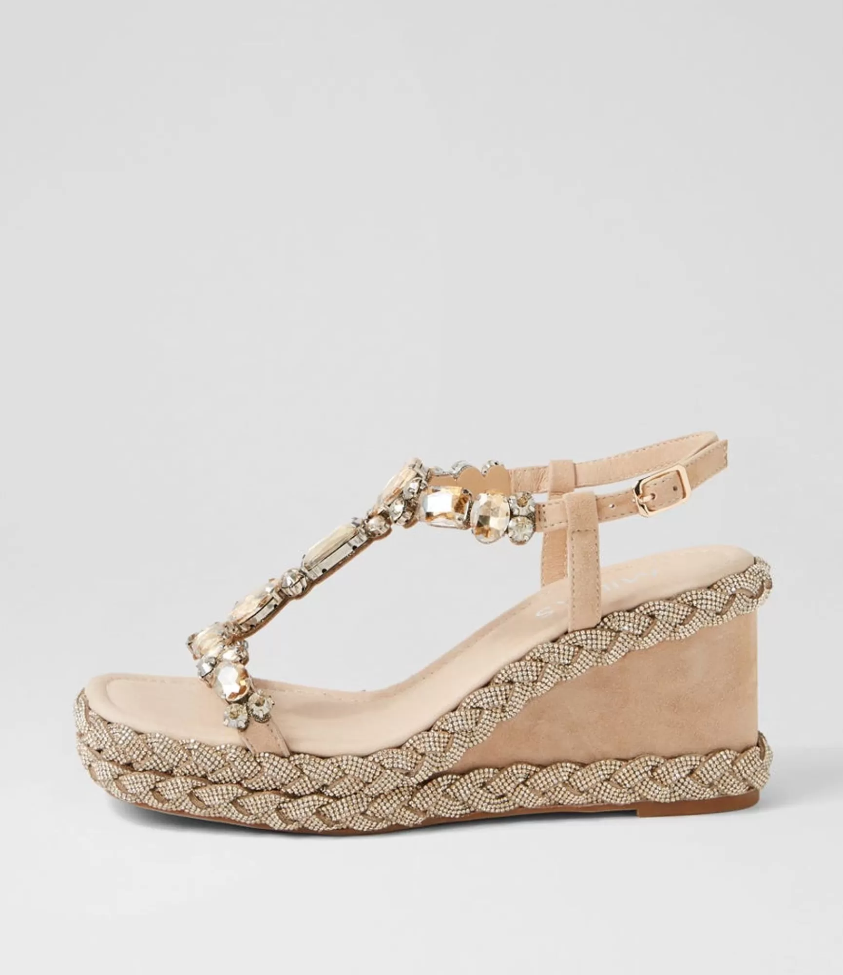New Midas Shoes Vonto Latte Suede Jewels Sandals
