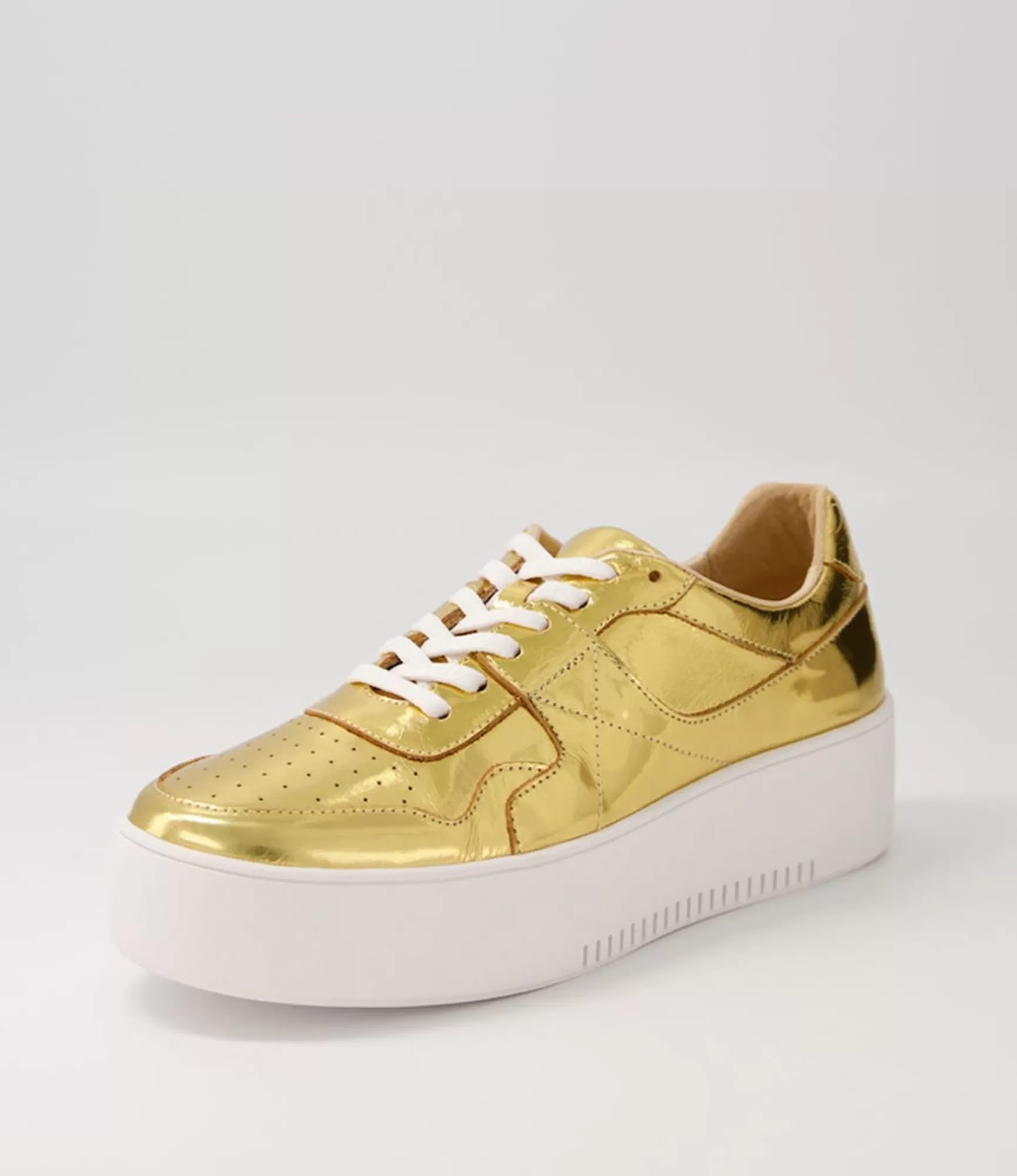 Sale Midas Shoes Wabel Old Gold Shine Leather Sneakers