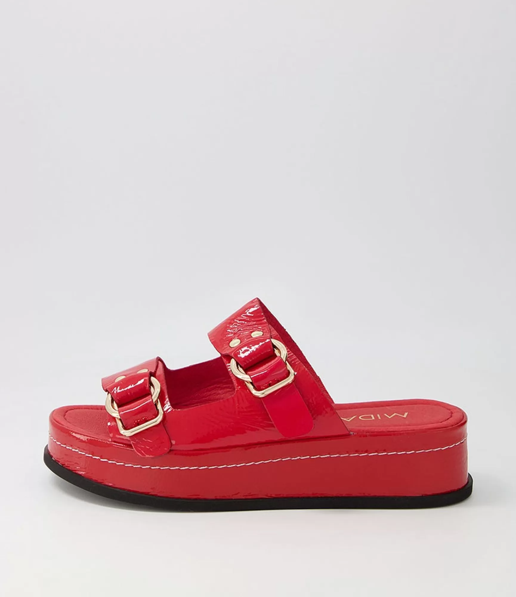 Fashion Midas Shoes Wandery Red Wrinkle Patent Sandals