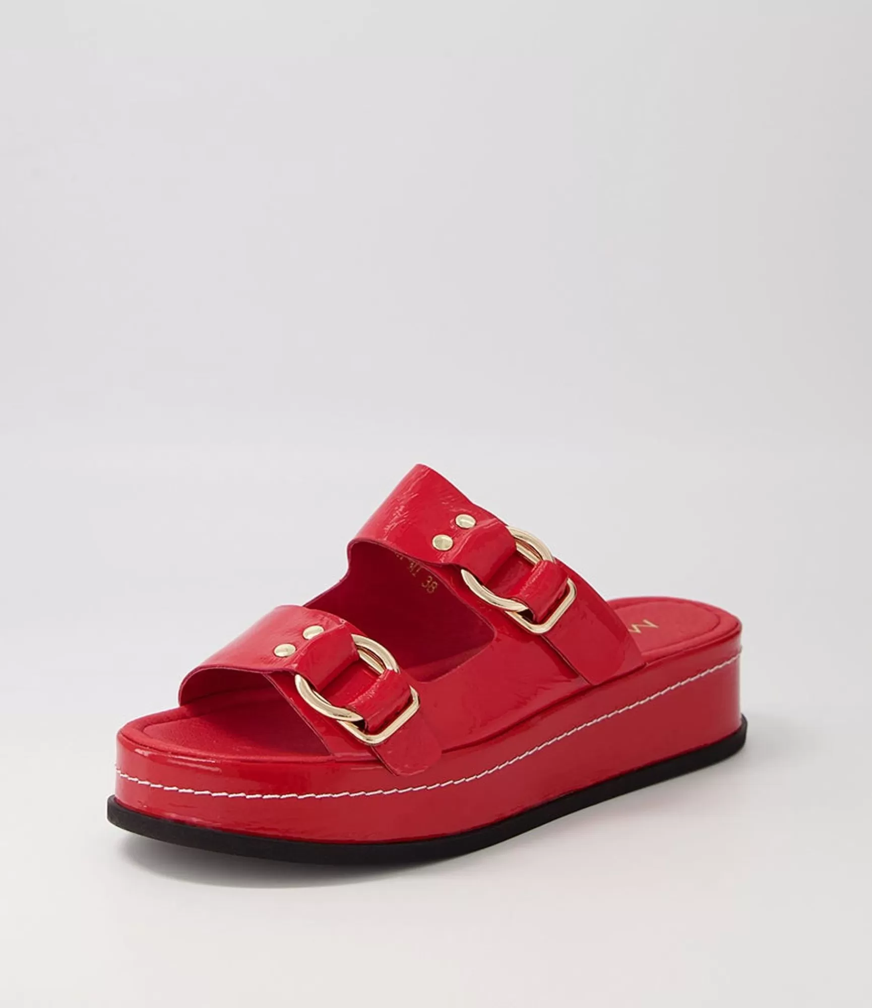 Fashion Midas Shoes Wandery Red Wrinkle Patent Sandals