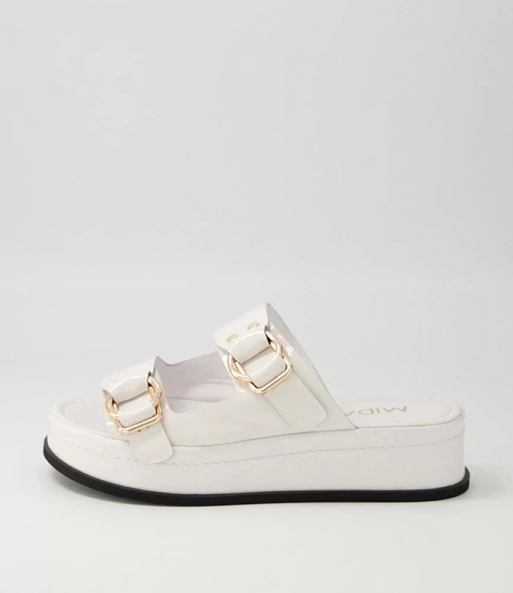 Outlet Midas Shoes Wandery White Wrinkle Patent Sandals
