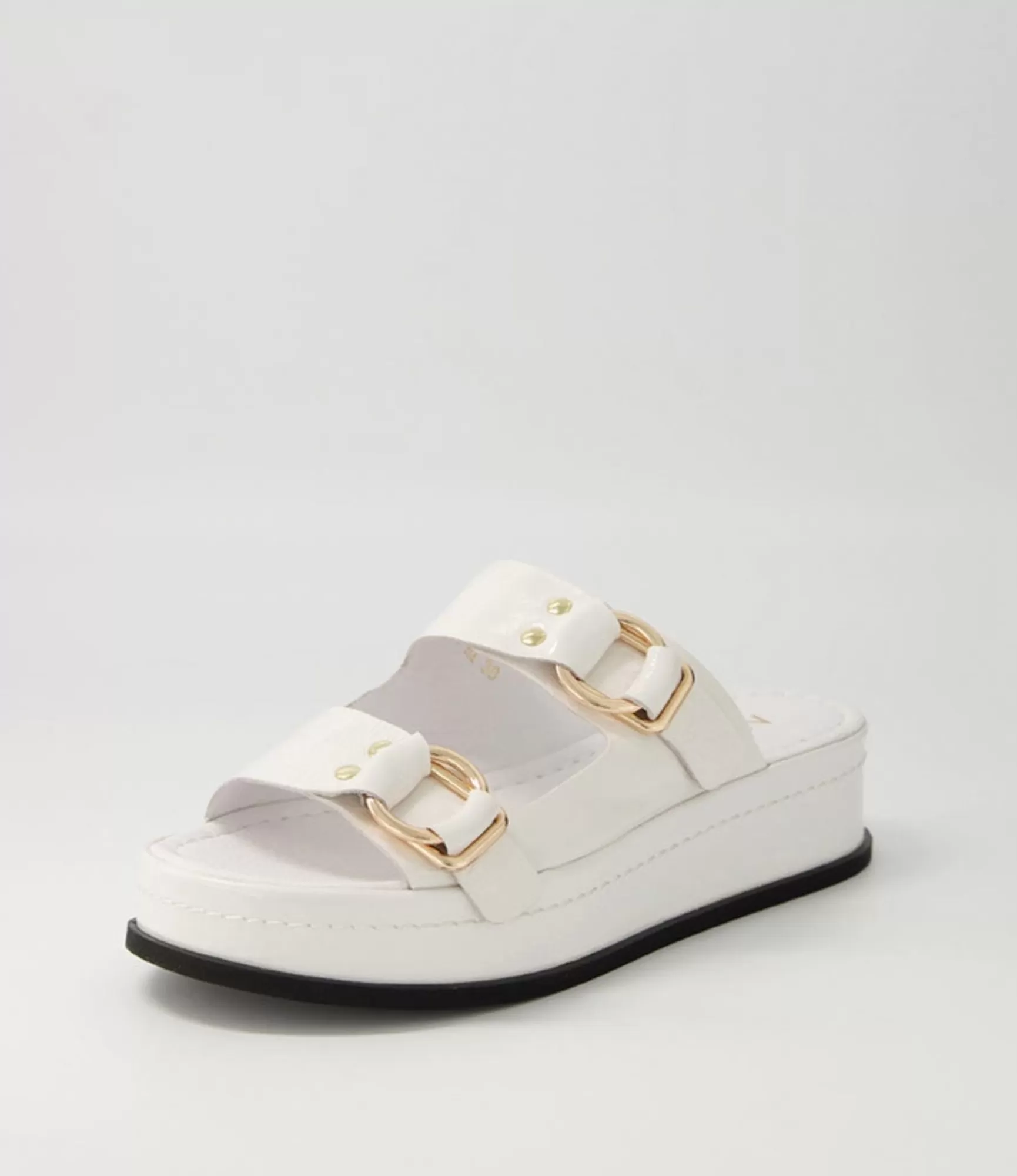 Outlet Midas Shoes Wandery White Wrinkle Patent Sandals