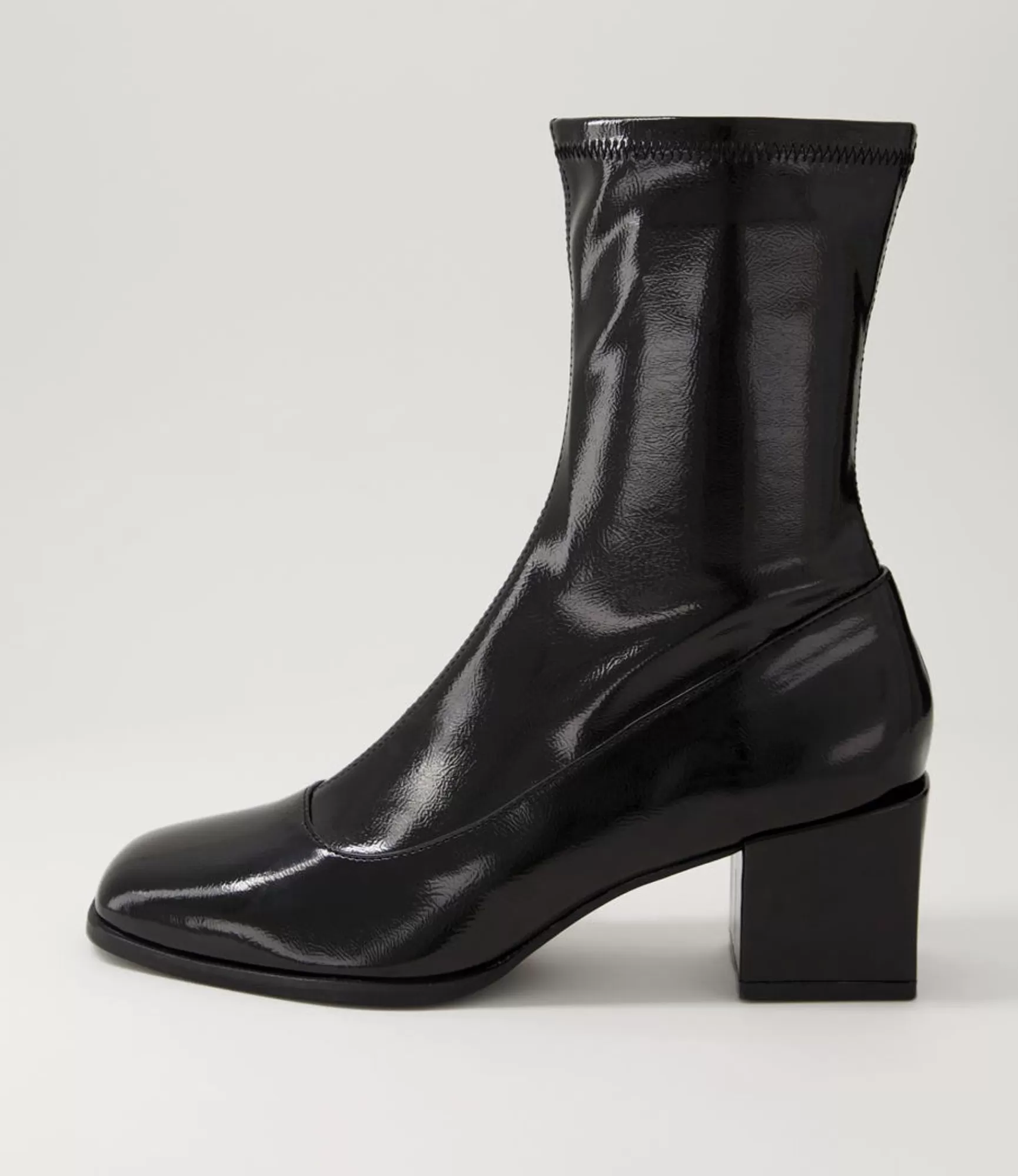 Fashion Midas Shoes Westina Black Stretch Patent Pu Ankle Boots