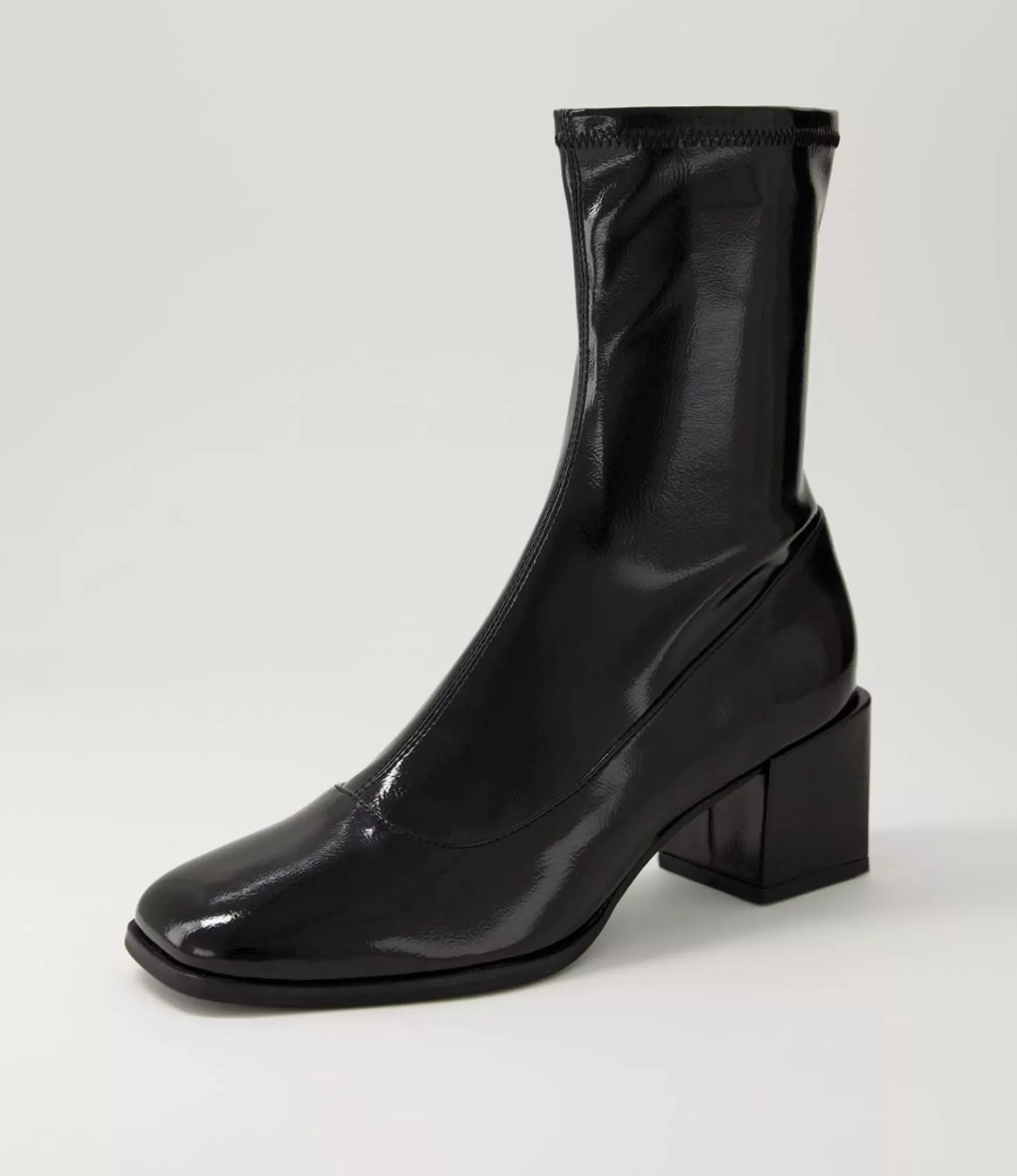 Fashion Midas Shoes Westina Black Stretch Patent Pu Ankle Boots
