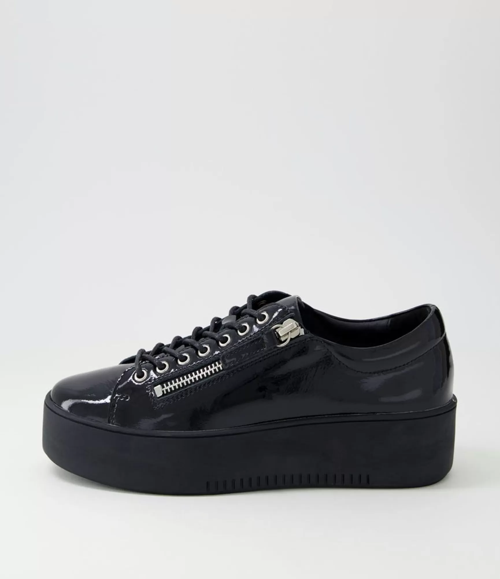 New Midas Shoes Wether Black Patent Leather Sneakers