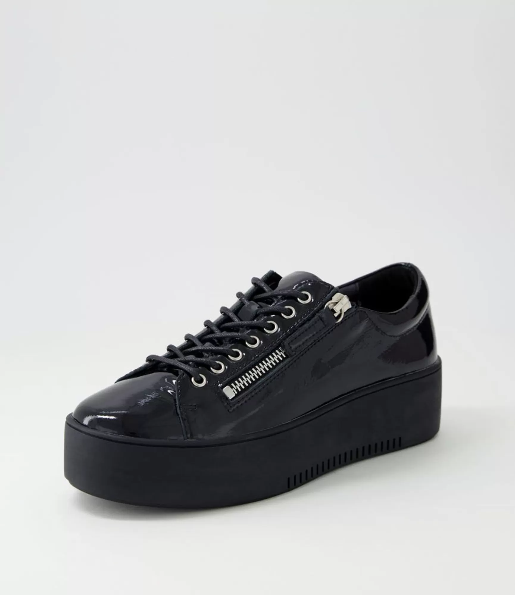 New Midas Shoes Wether Black Patent Leather Sneakers