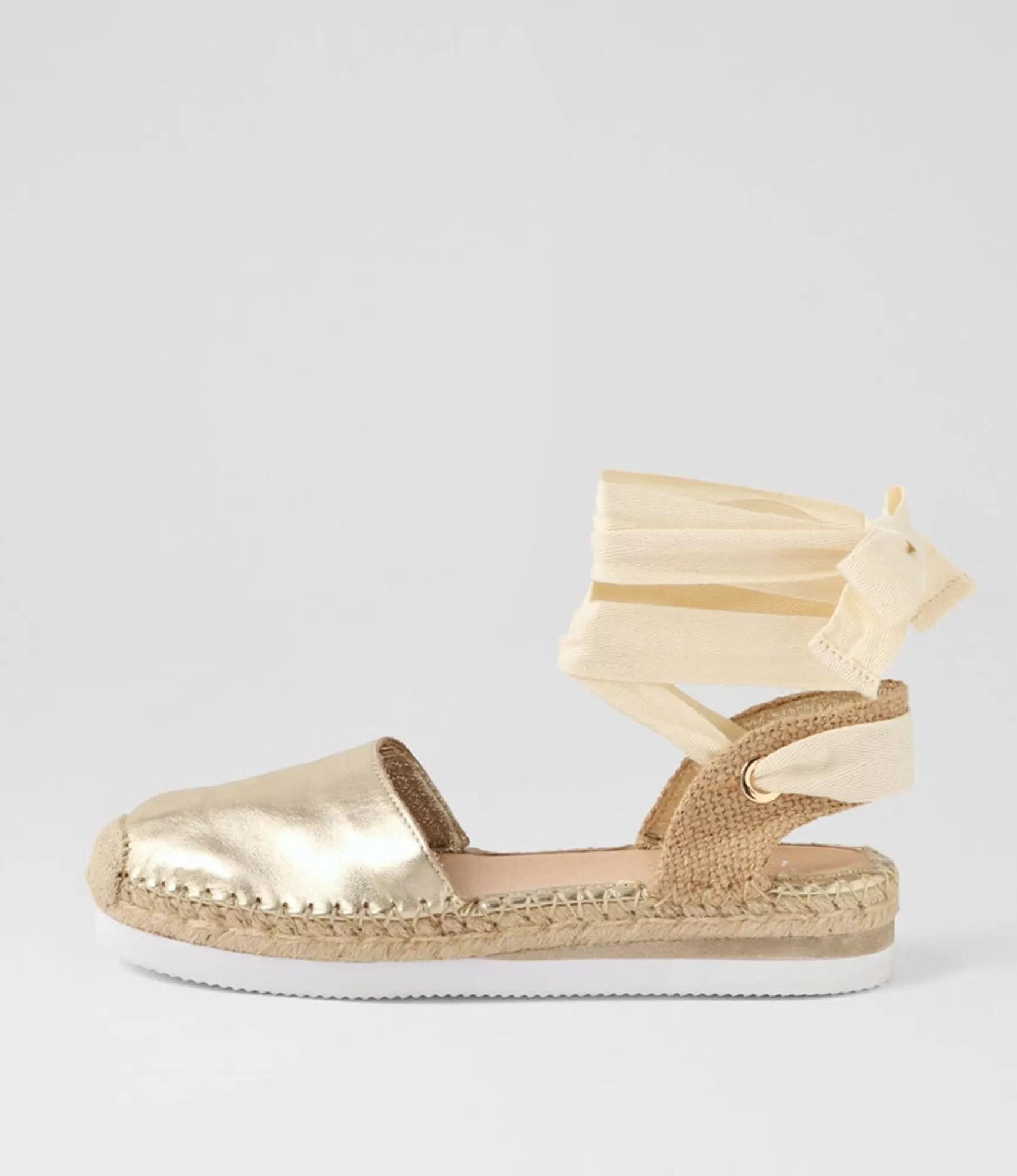 Fashion Midas Shoes Willa Pale Gold Leather Espadrilles