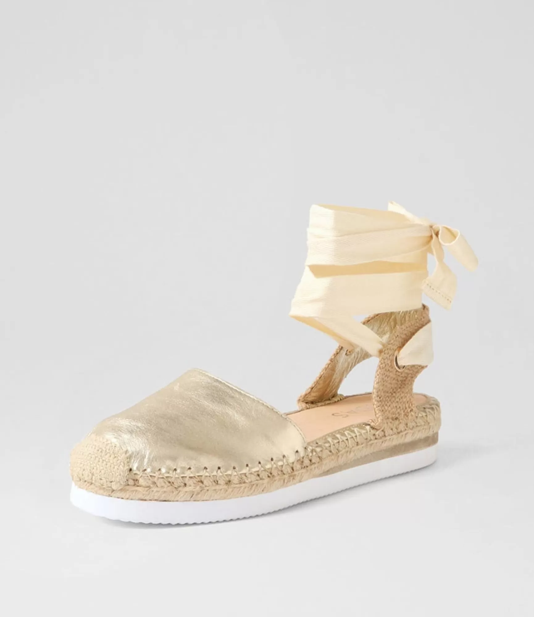 Fashion Midas Shoes Willa Pale Gold Leather Espadrilles