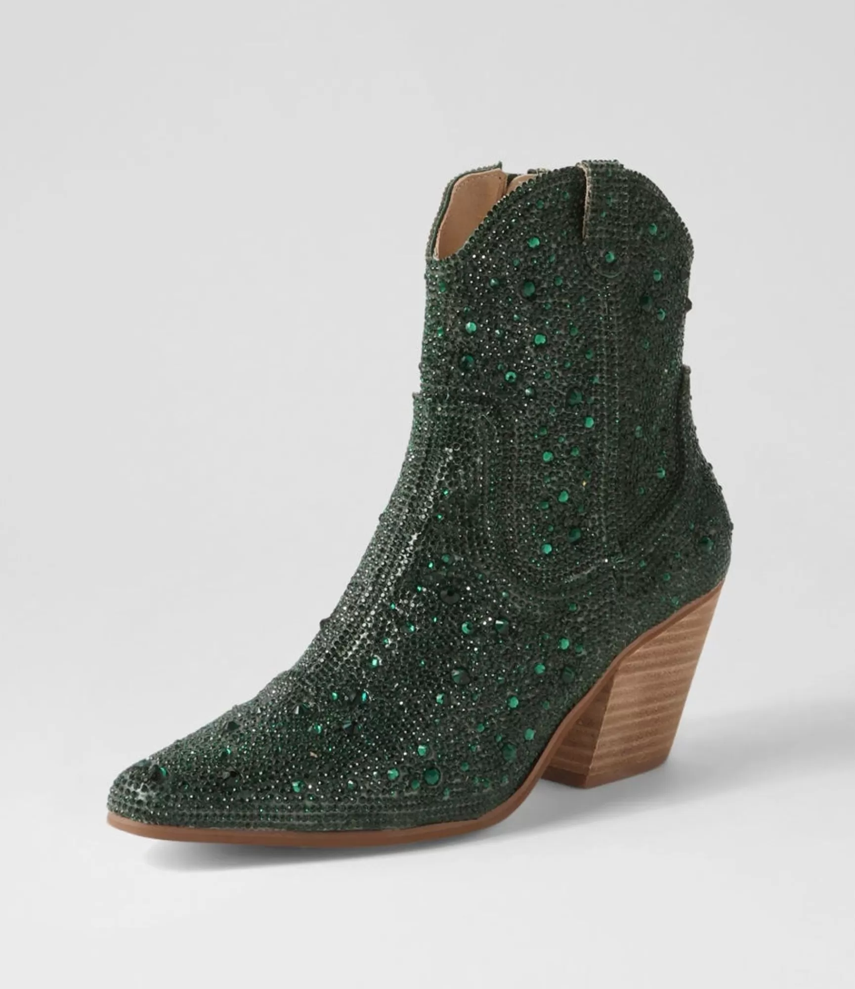 Fashion Midas Shoes Willis Green Jewel Fabric Ankle Boots