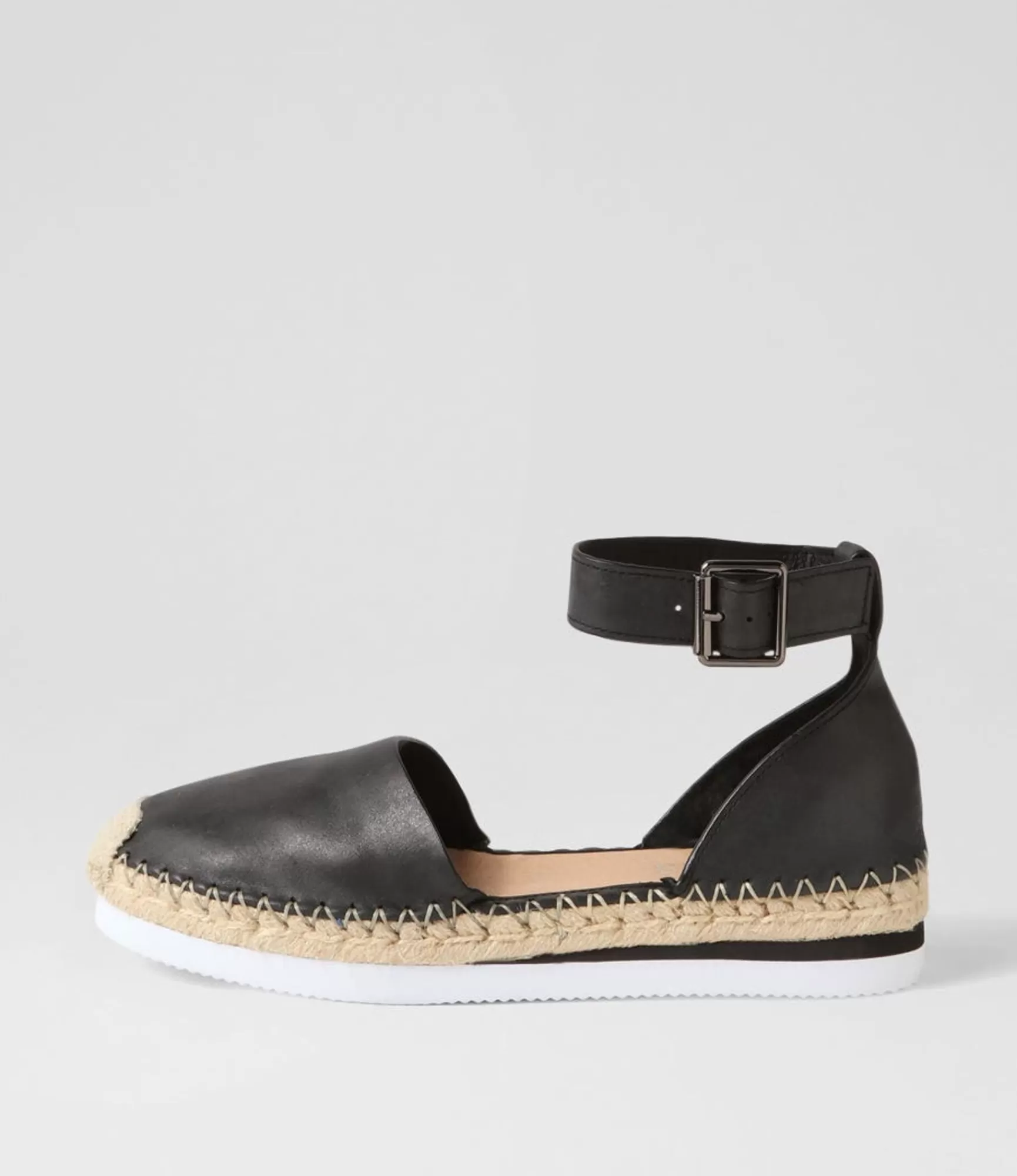 Clearance Midas Shoes Wynona Black Leather Espadrilles