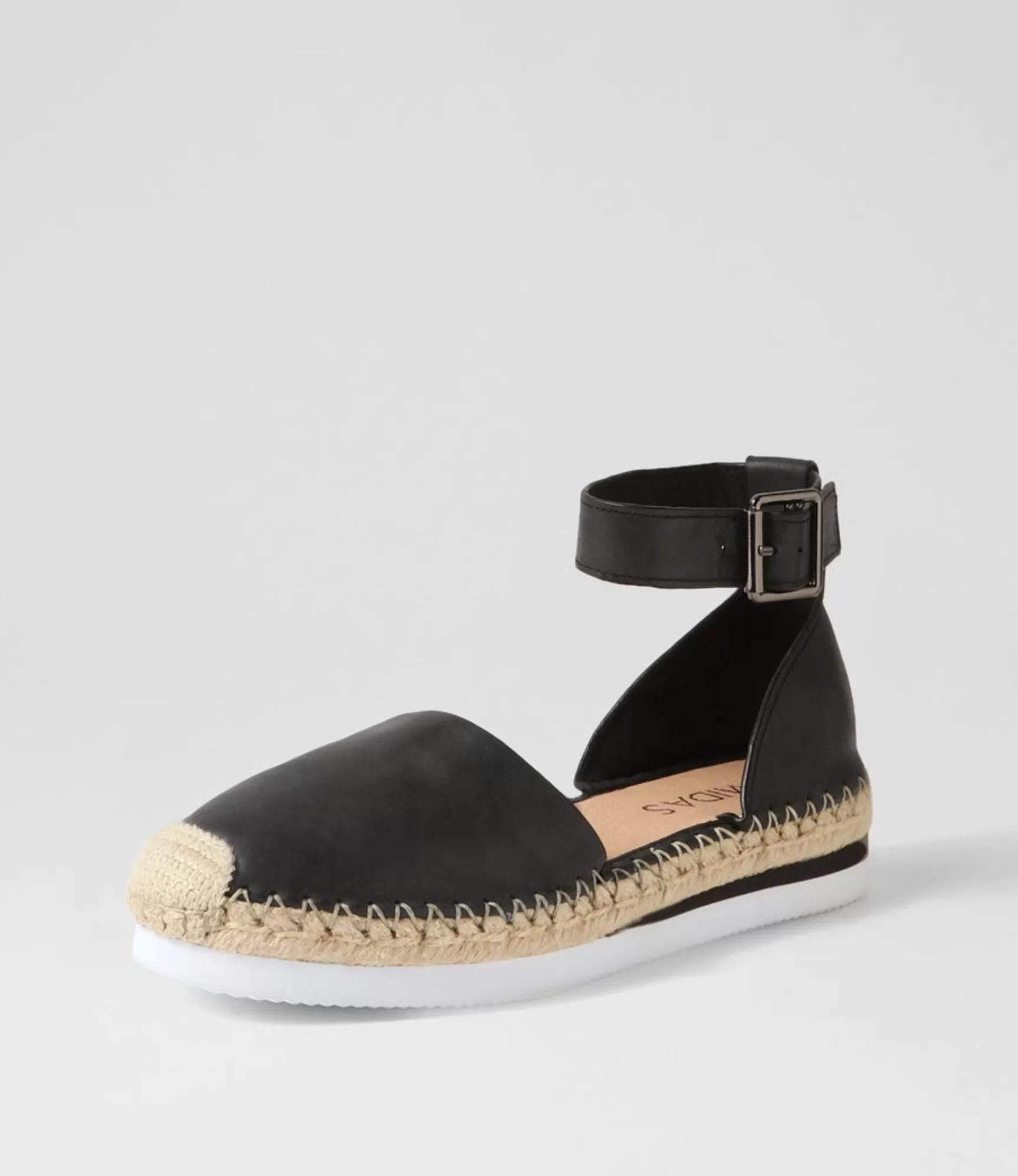 Clearance Midas Shoes Wynona Black Leather Espadrilles