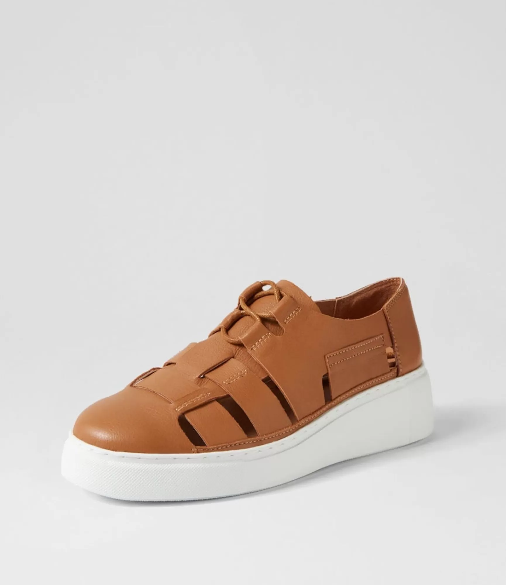Online Midas Shoes Yaos Dark Tan White Leather Sneakers