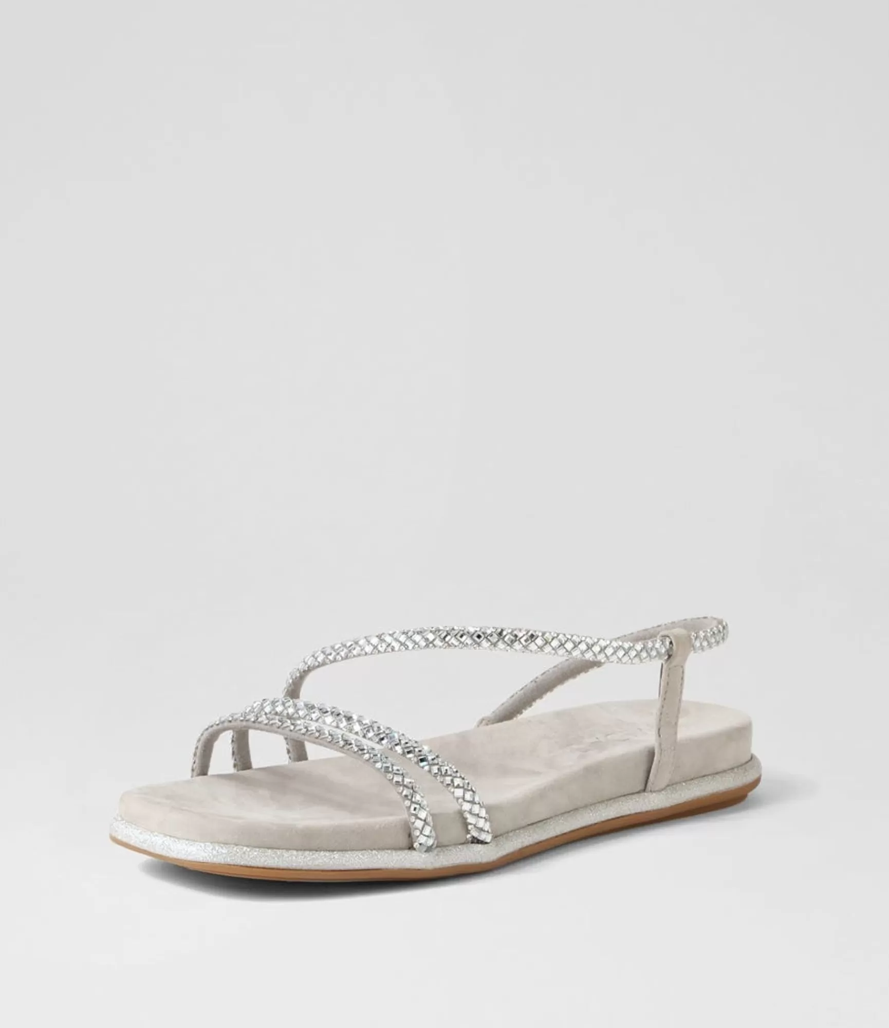 Online Midas Shoes Yepper Silver Suede Jewels Sandals