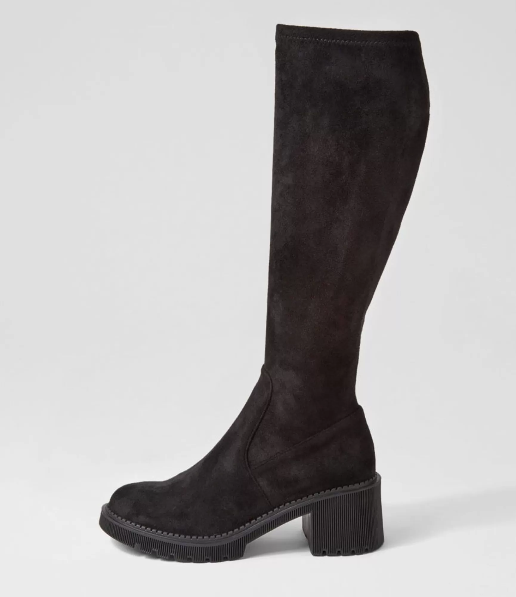 Cheap Midas Shoes Zarah Black Stretch Microsuede Knee High Boots