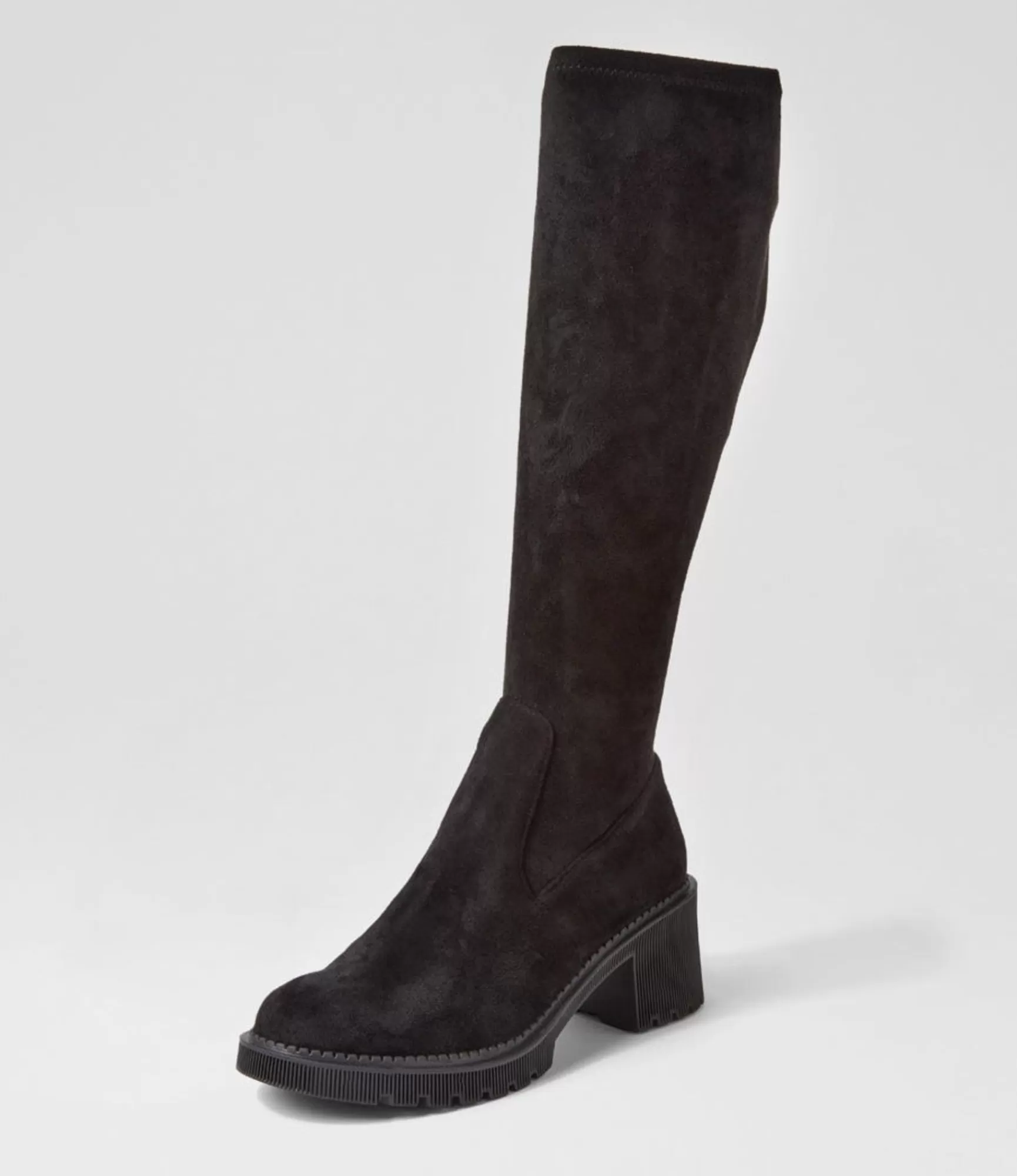 Cheap Midas Shoes Zarah Black Stretch Microsuede Knee High Boots