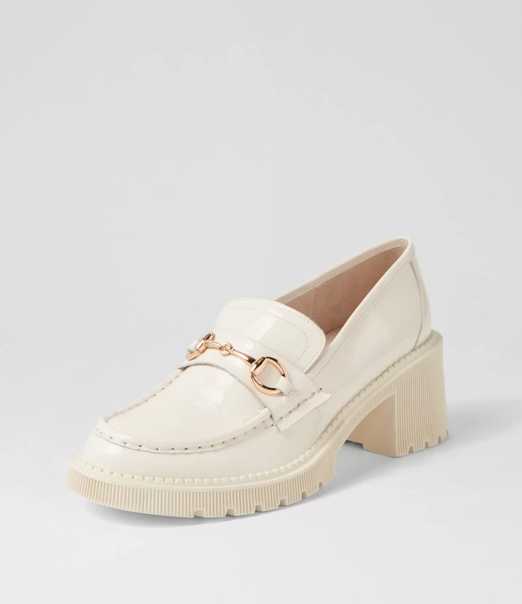 Fashion Midas Shoes Zoei Ivory Patent Leather Heels