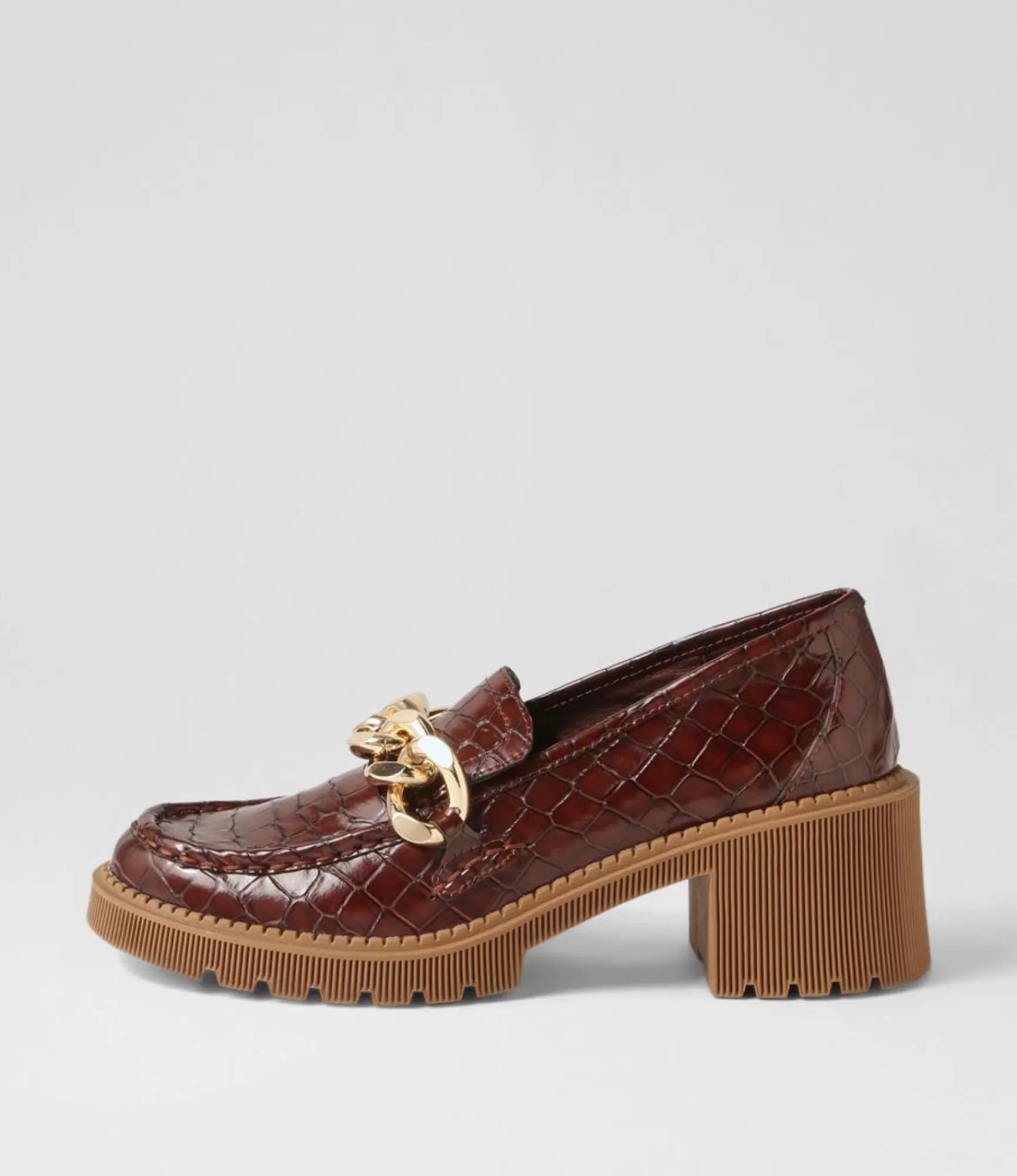 Best Midas Shoes Zuzu Nutmeg Croc Leather Heels