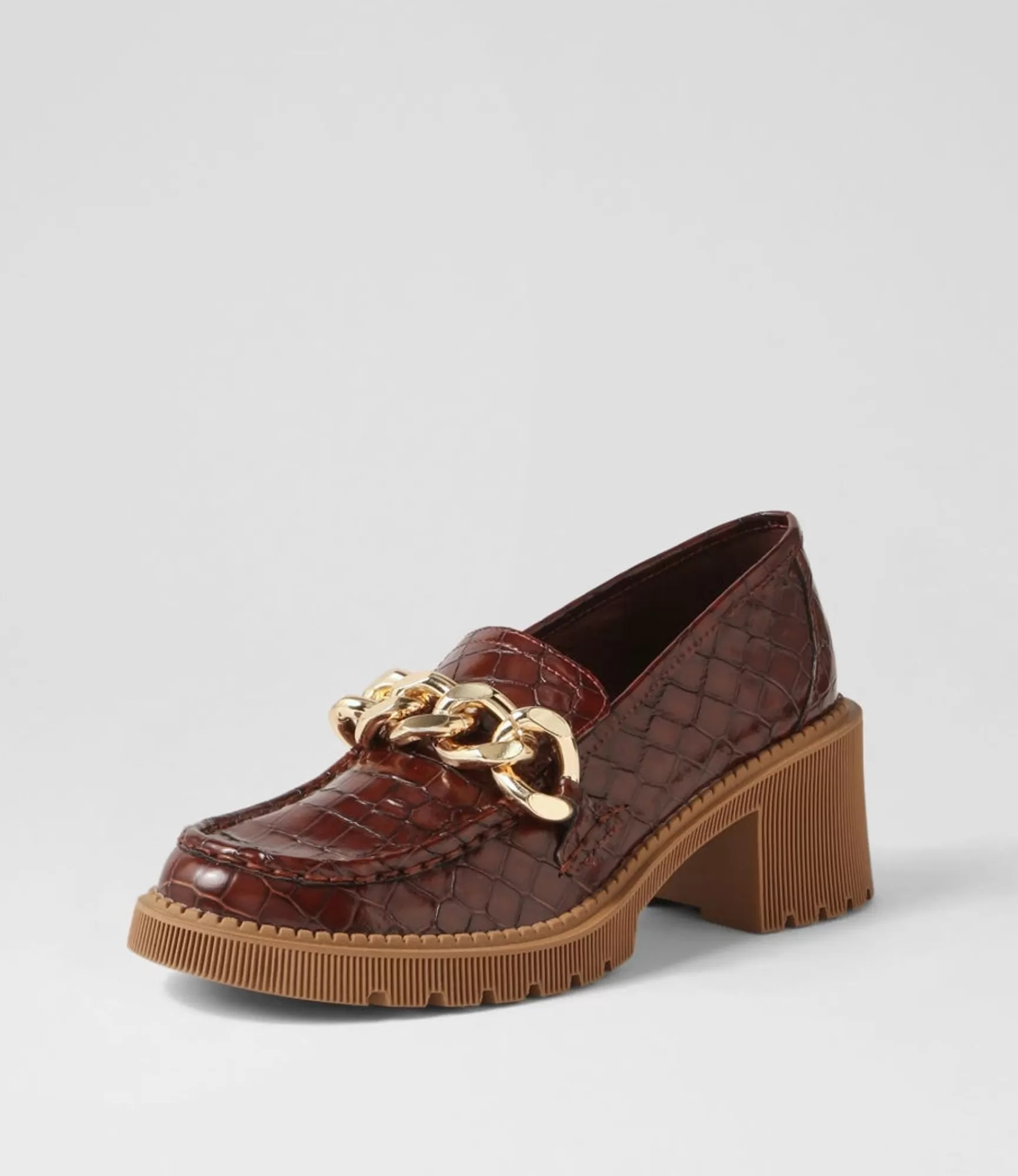 Best Midas Shoes Zuzu Nutmeg Croc Leather Heels